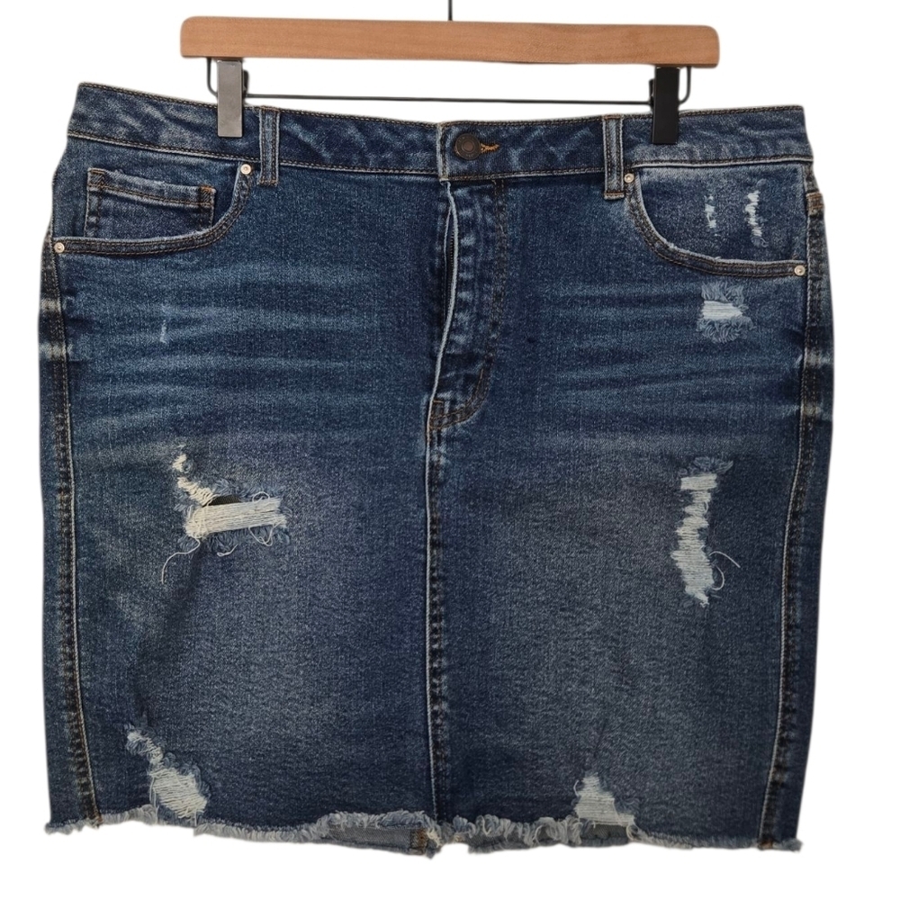 Wax Jean Blue Distressed Mini Skirt Size 3xl